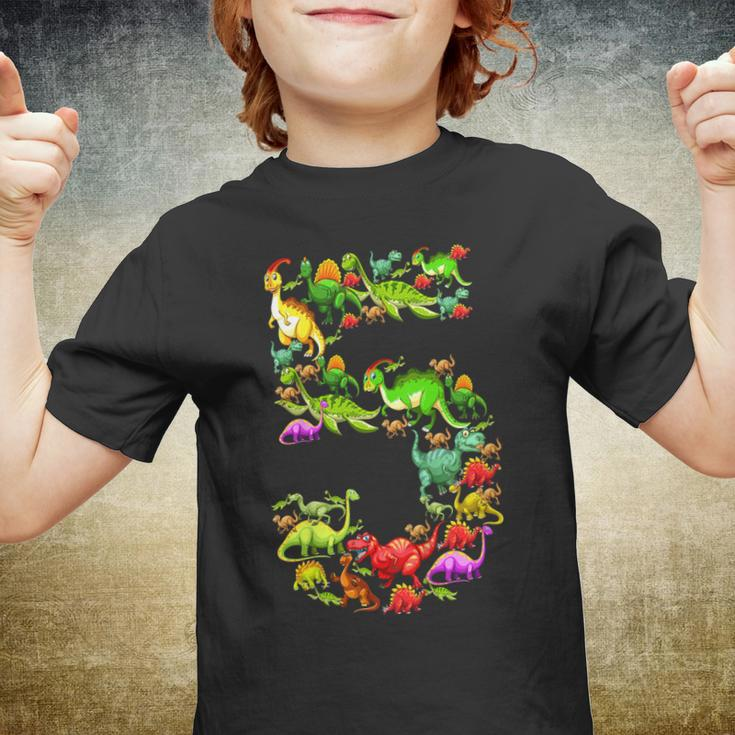 Kids Dinosaur 5Th Birthday Gift Shirt For 5 Year Old Boys Girls Youth T-shirt
