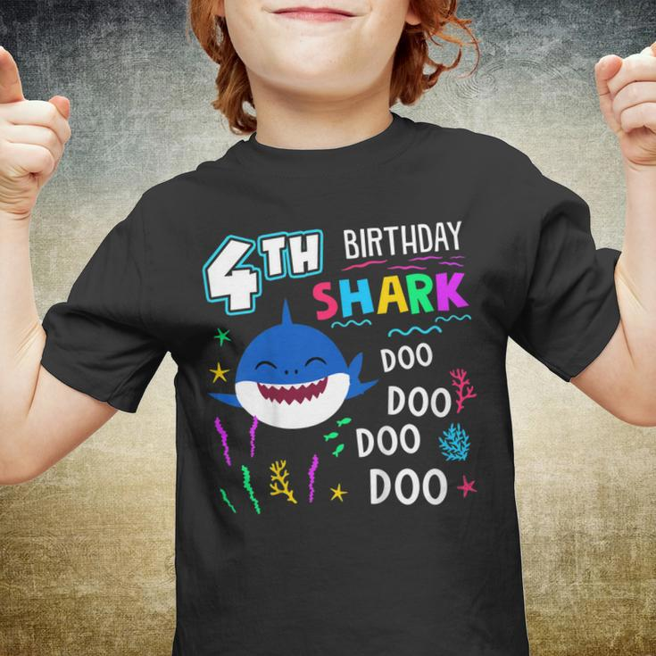 Kids Happy 4Th Birthday Shark Doo Doo 4 Years Old Gift Youth T-shirt