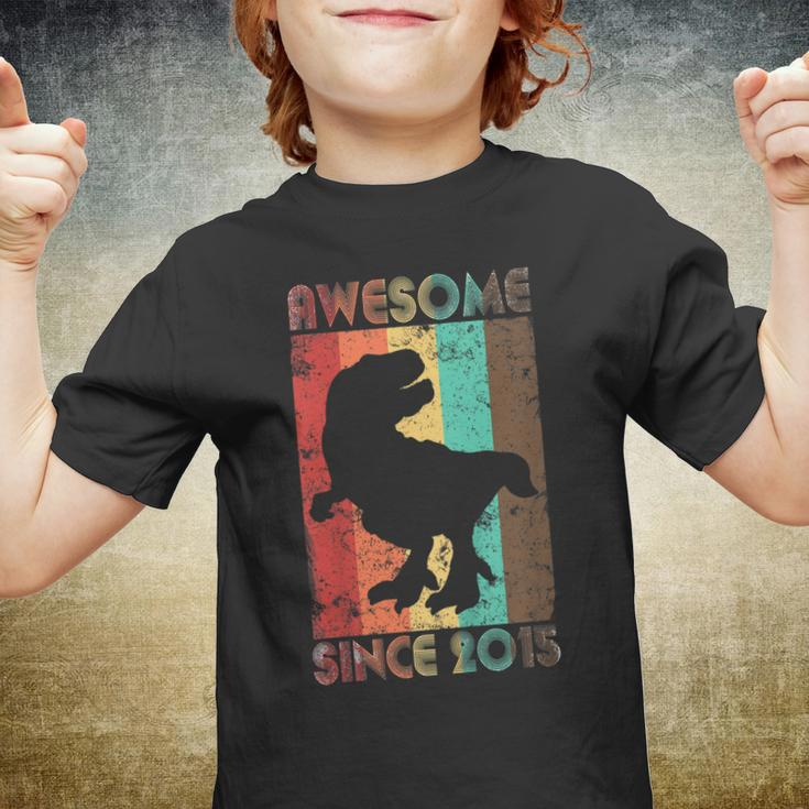 Kids Vintage Dinosaurs Awesome 2015 4Th Birthday Boy Gift Shirts Youth T-shirt