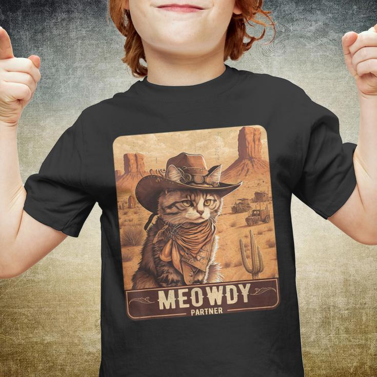 Meowdy Funny Country Music Cat Cowboy Hat Poster Funny Youth T-shirt