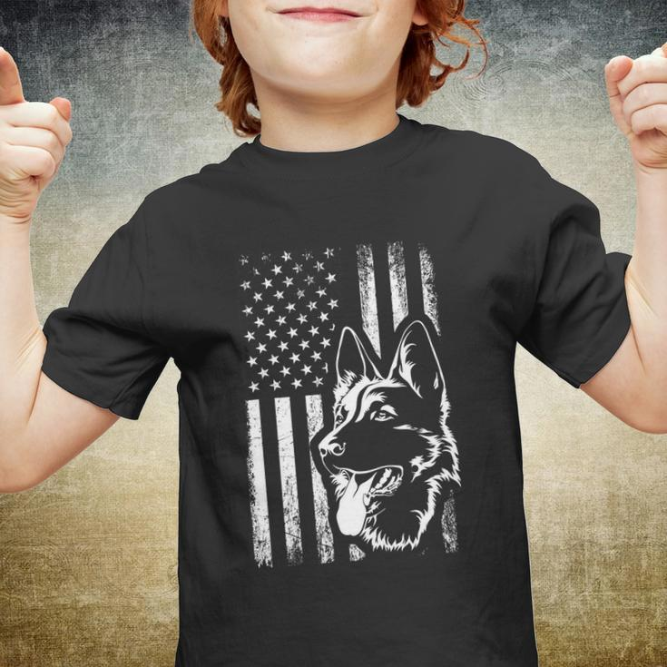 Patriotic German Shepherd American Flag Dog Lover Gift Tshirt V5 Youth T-shirt