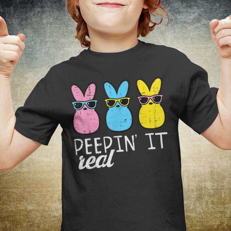 Peepin It Real Easter Bunnies Cool Boys Girls Kids Toddler Youth T-shirt