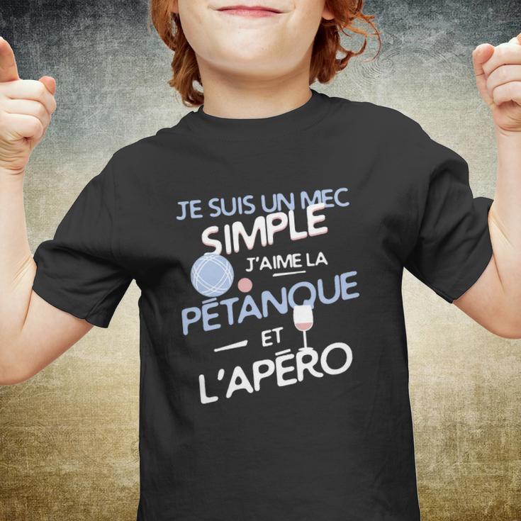 Schwarzes Kinder Tshirt Je suis un mec simple - Pétanque & Apéro Fan