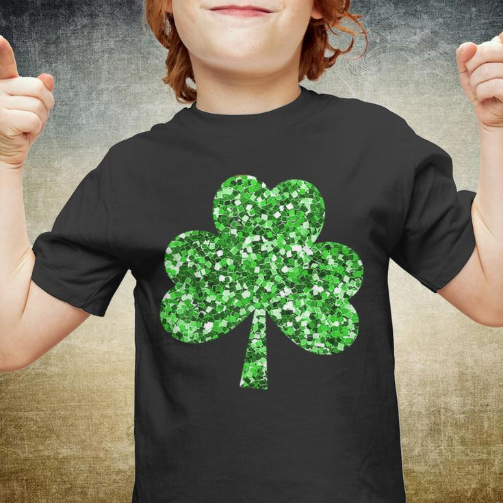 St Patricks Day Girls Bling Lucky Shamrock School  Youth T-shirt