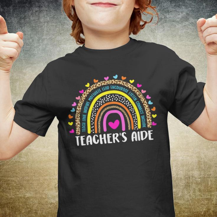 Teachers Aide Boho Leopard Rainbow Back To School Youth T-shirt