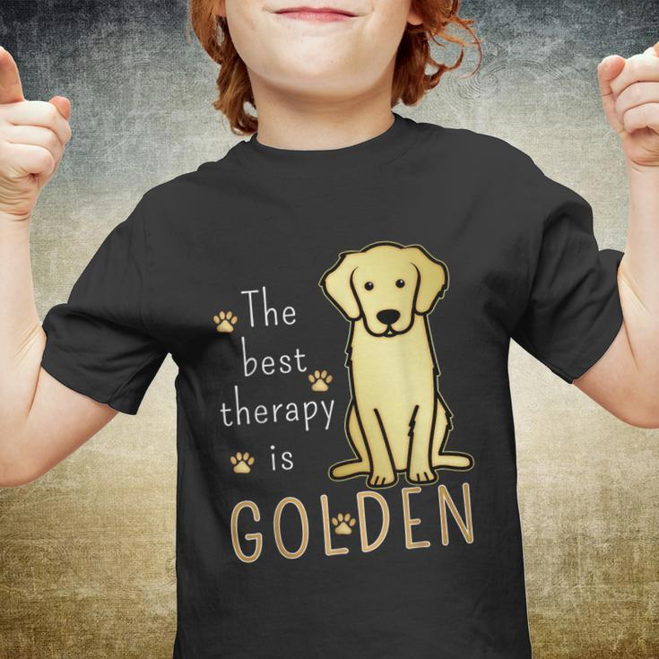 The Best Therapy Is Golden Retriever Dog Youth T-shirt