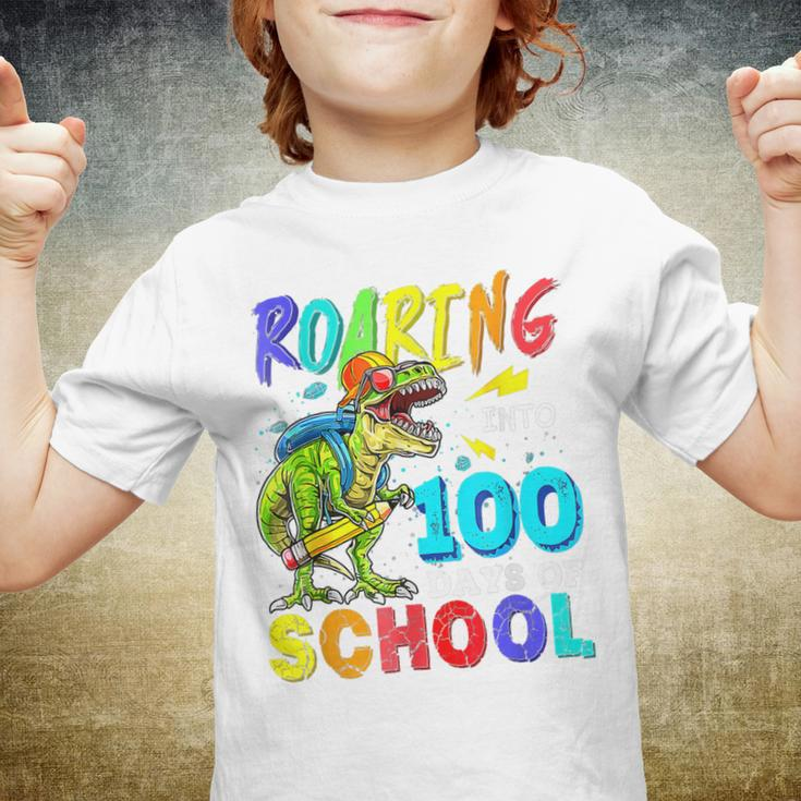 DinosaurRex Roaring Into 100 Days Of School Teacher Youth T-shirt