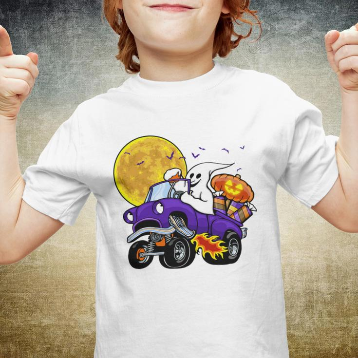 Funny Halloween Ghost Muscle Car V2 Youth T-shirt