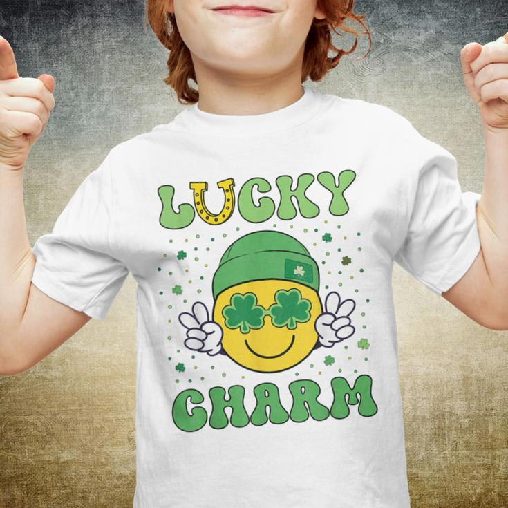 Funny St Patricks Day Lucky Charm Smile Face Kids Boys Girls Youth T-shirt