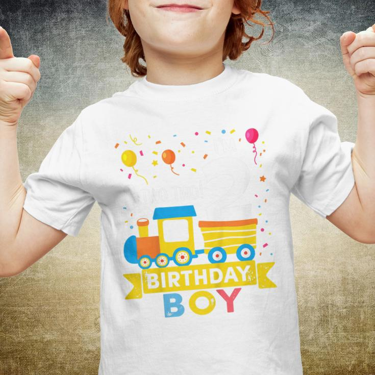 Kids 2 Year Old Birthday Boy Train 2Nd Birthday Boy Youth T-shirt