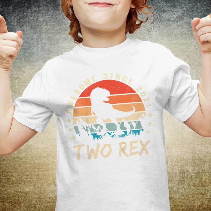 Kids Two Rex 2Nd Birthday Gift Second Dinosaur 2 Year Old Youth T-shirt