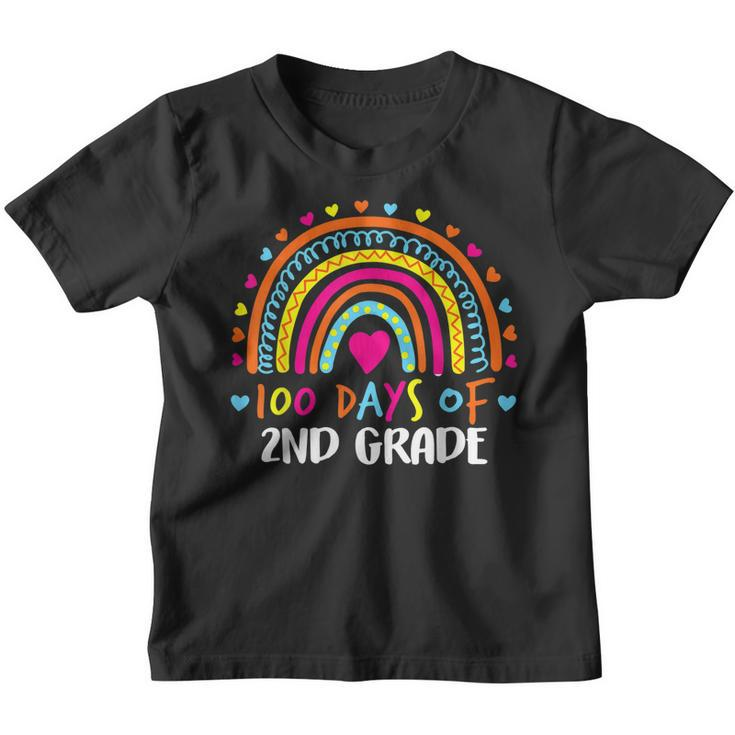 100 Days Of 2Nd Grade School Teacher Smarter Rainbow  Youth T-shirt