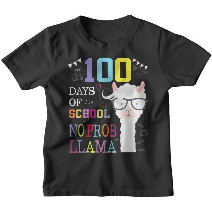100 Days Of School 100Th Day No Probllama Llama  Youth T-shirt