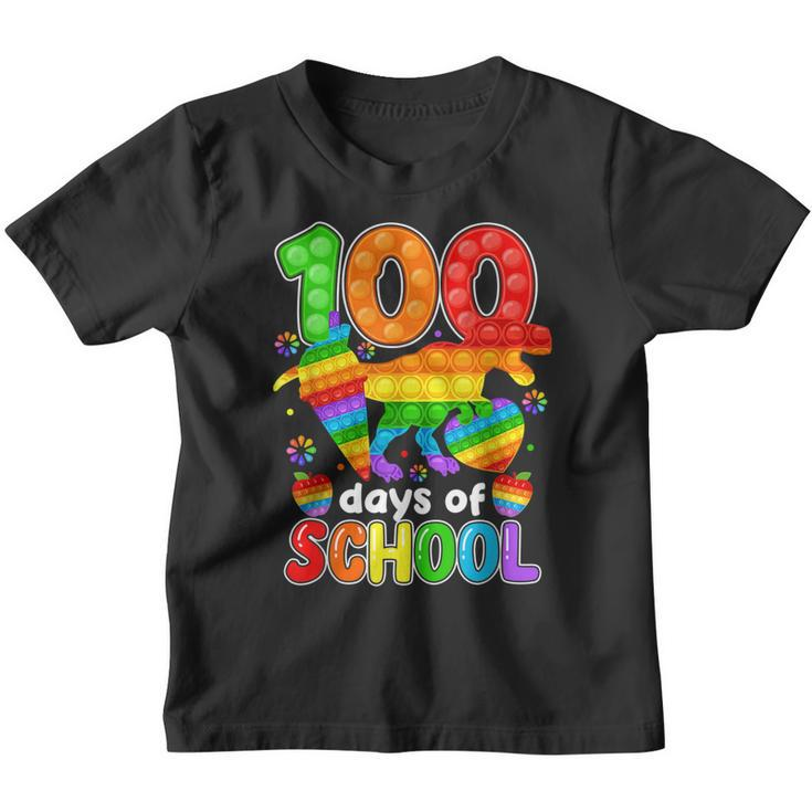 100 Days Of School Dinosaur T Rex And Still Poppin Pop It  Youth T-shirt