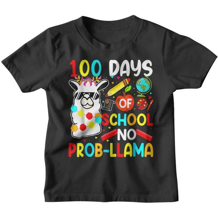 100 Days Of School No Probllama Llama Teachers Students  V4 Youth T-shirt