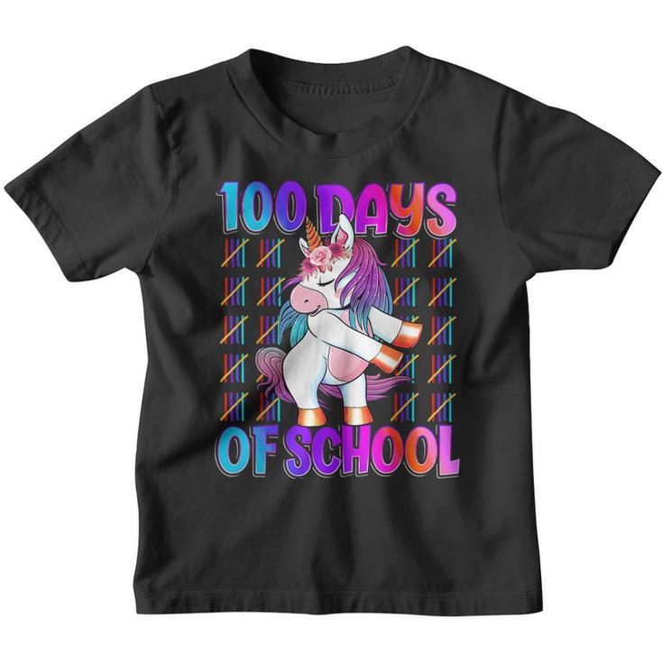 100 Days Of School  Unicorn 100 Days Smarter 100Th Day  V4 Youth T-shirt