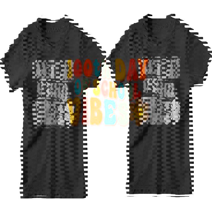 100 Days Of School Vibes 100Th Day Of School Retro Groovy  V4 Youth T-shirt