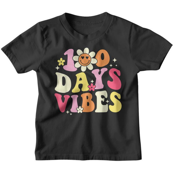 100 Days Of School Vibes 100Th Day Of School Retro Groovy  V5 Youth T-shirt
