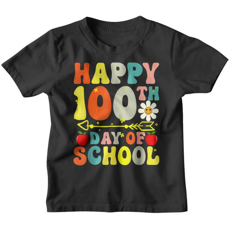 100 Days Smarter Groovy Retro Funny Happy 100 Days Of School  V2 Youth T-shirt