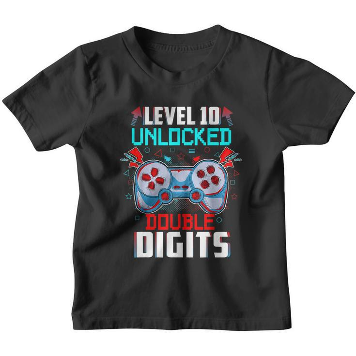 10Th Birthday Gift For Boys Double Digits 10 Year Old Gifts Gamer Gift V2 Youth T-shirt