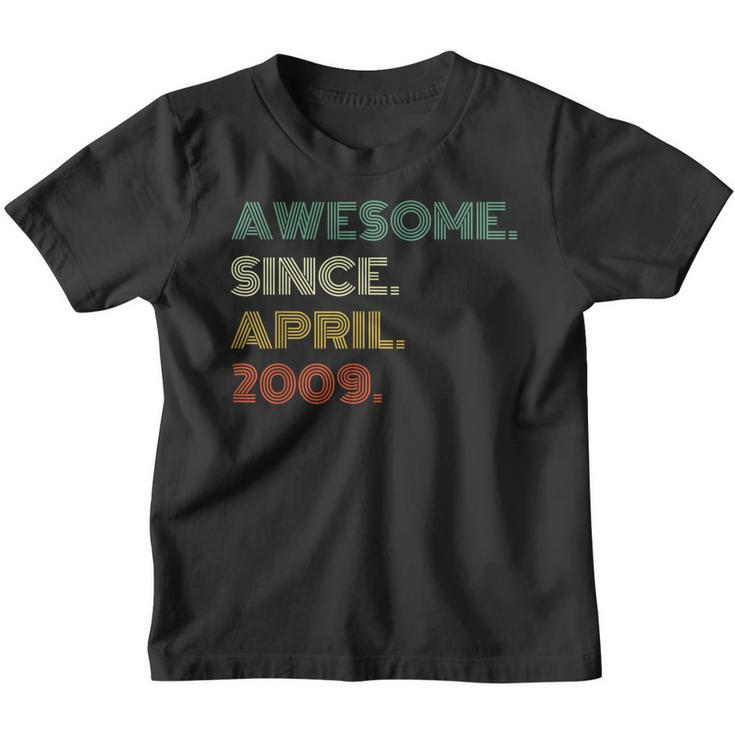 14 Years Old Awesome Since April 2009 14Th Birthday Boy Girl  Youth T-shirt