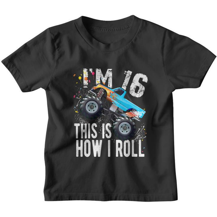 16 Year Old Gift Cool 16Th Birthday Boy Gift For Monster Truck Car Lovers Youth T-shirt