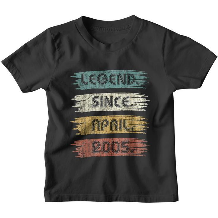 17 Years Old Gifts Legend Since April 2005 17Th Birthday Youth T-shirt