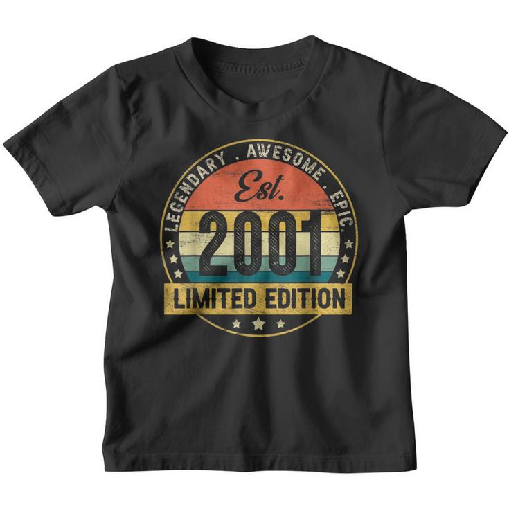 Est Vintage 2001 22 Year Old Gifts 22Nd Birthday Boys Girls  Youth T-shirt