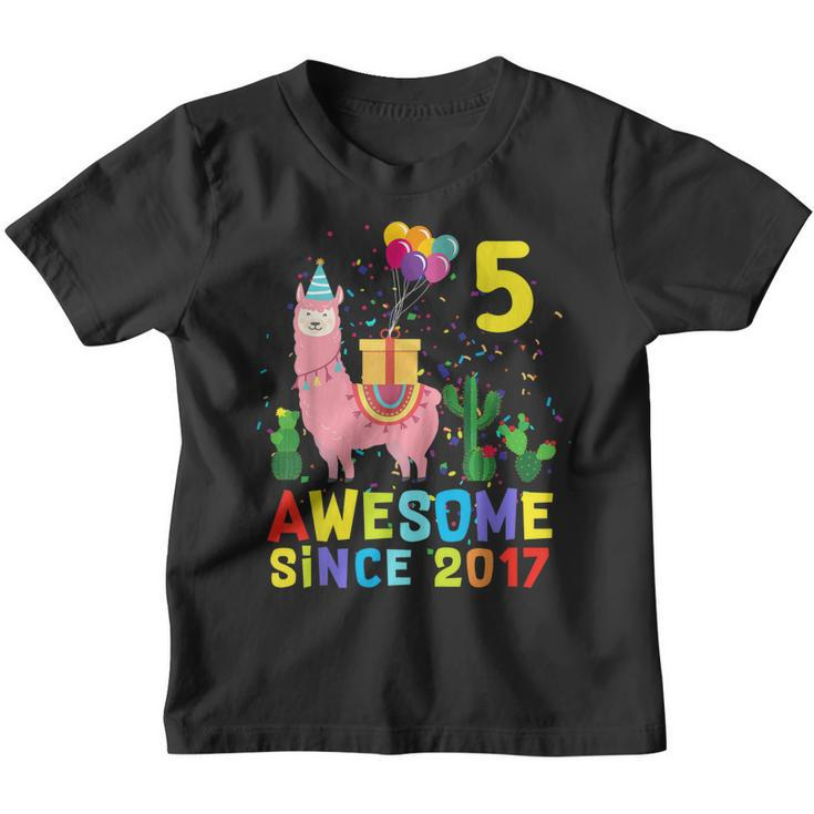 5 Year Old Awesome Since 2017 5Th Birthday Gift N Girls  Youth T-shirt
