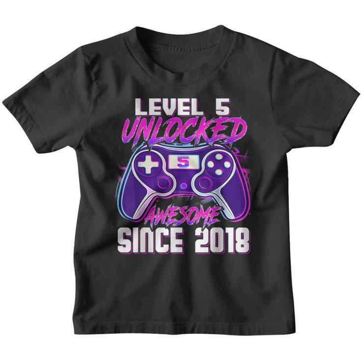 5 Year Old Boy Level 5 Unlocked Awesome 2018 5Th Birthday  Youth T-shirt