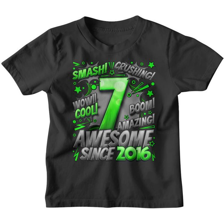 7Th Birthday Comic Style Awesome Since 2016 7 Year Old Boy  Youth T-shirt