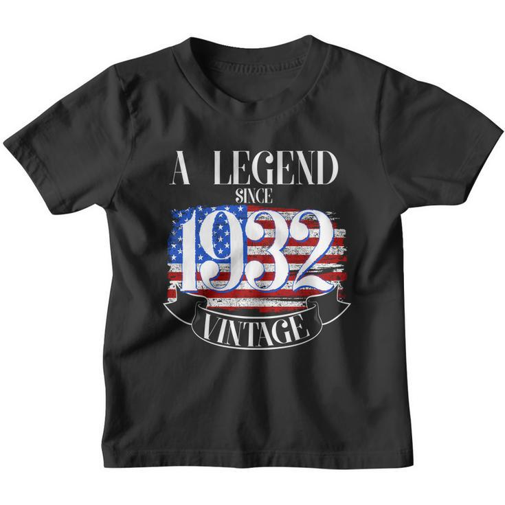 A Legend Since 1932 Vintage Usa Flag 90Th Birthday Youth T-shirt