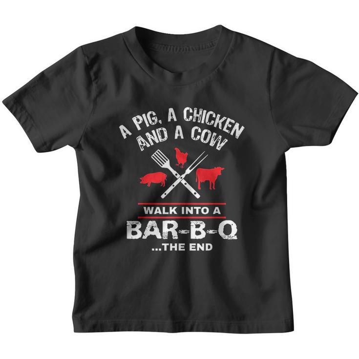 A Pig Chicken Cow Walk Into A Bar Funny Bbq Grilling Youth T-shirt