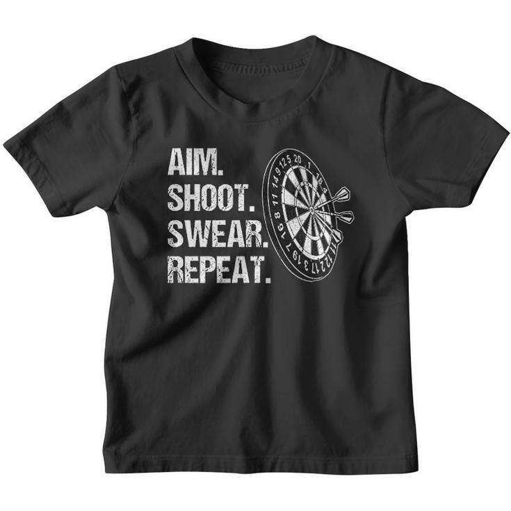 Aim Shoot Swear Repeat Funny Darts Player Youth T-shirt