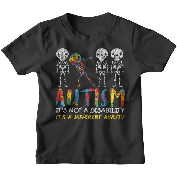 Autism Awerness - Skeleton Dabbing Autistic Kids Awareness  Youth T-shirt