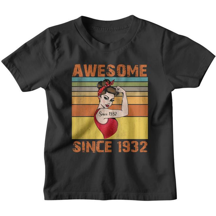 Awesome Since 1932 90Th Birthday Messy Bun Youth T-shirt