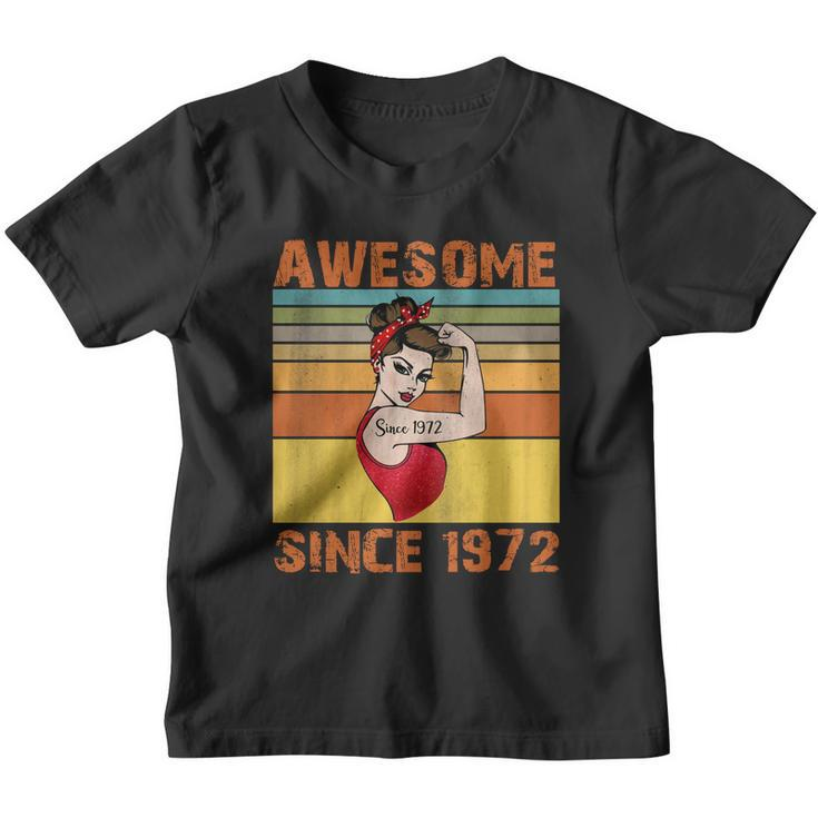 Awesome Since 1972 50Th Birthday Messy Bun Youth T-shirt
