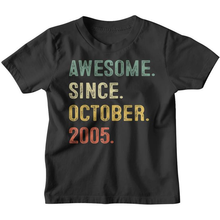 Awesome Since October 2005 17Th Bday Gifts 17 Years Old Boys  Youth T-shirt