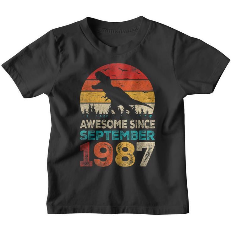 Awesome Since September 1987 35Th Birthday Boy Dinosaur  Youth T-shirt