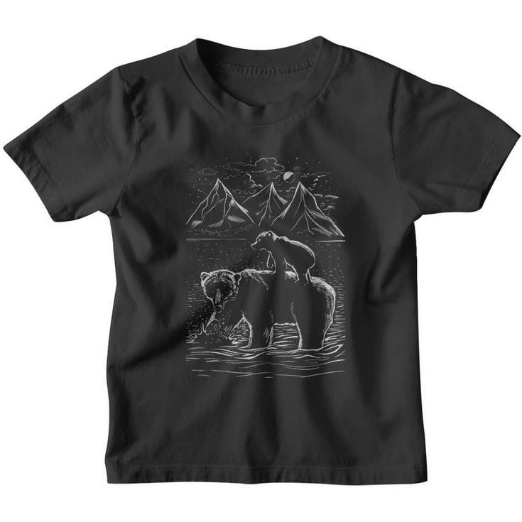 Bear Family In Nature Mountain Landscape Youth T-shirt