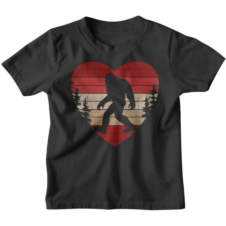 Bigfoot Heart Valentines Day Boys Girls Kids Love Sasquatch Youth T-shirt
