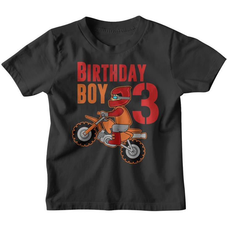 Birthday Boy 3 Year Old Dirt Bike Shirt | 3Rd Bday Biking Youth T-shirt
