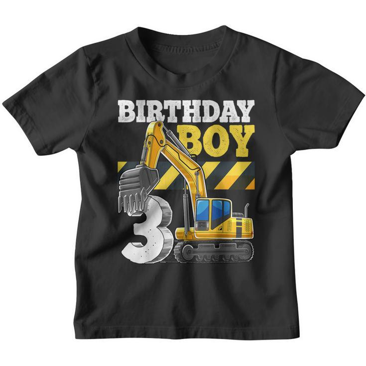 Birthday Boy 3Rd Birthday Excavator Construction Vehicle  Youth T-shirt