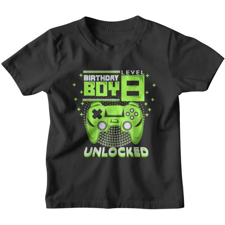 Birthday Boy Level 8 Unlocked Video Game 8Th Birthday Gamer Youth T-shirt