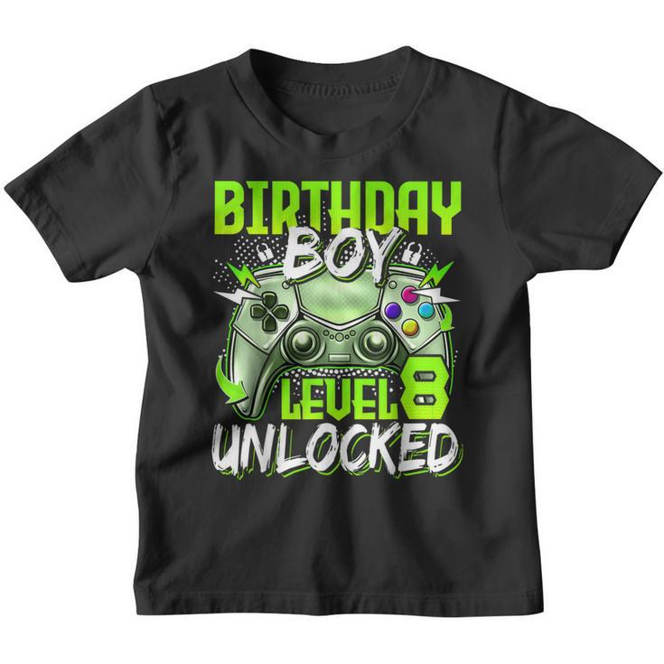 Birthday Boys Level 8 Unlocked Video Gamer Birthday  Youth T-shirt