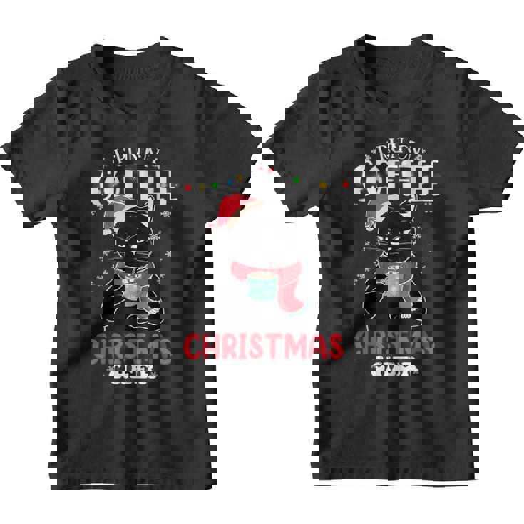 Black Cat Lights I Run On Coffee And Christmas Cheer V2 Youth T-shirt