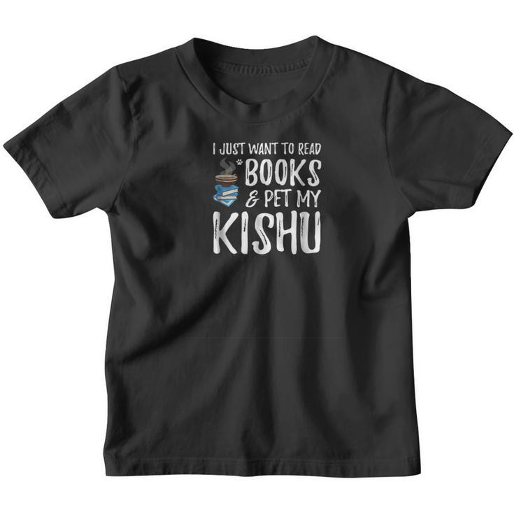 Books And Kishu Funny Dog Dad Youth T-shirt