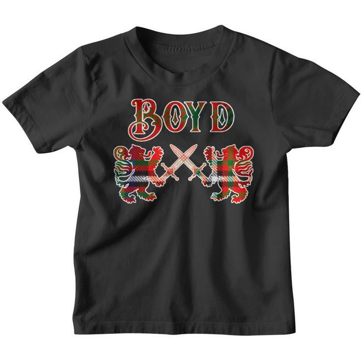 Boyd Scottish Clan Family Kilt Tartan Lion  Youth T-shirt