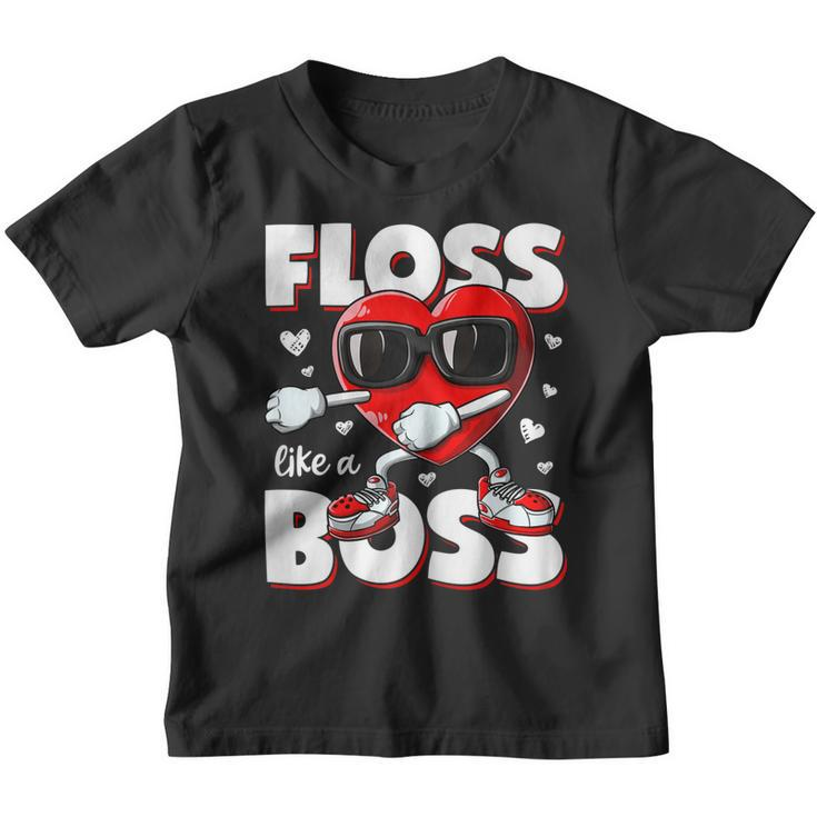Boys Valentines Day Shirt Kids Floss Like A Boss Flossing Youth T-shirt