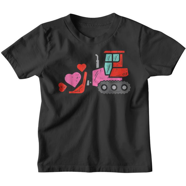 Bulldozer Heart Kids Toddler Valentines Day Boys Valentine  Youth T-shirt